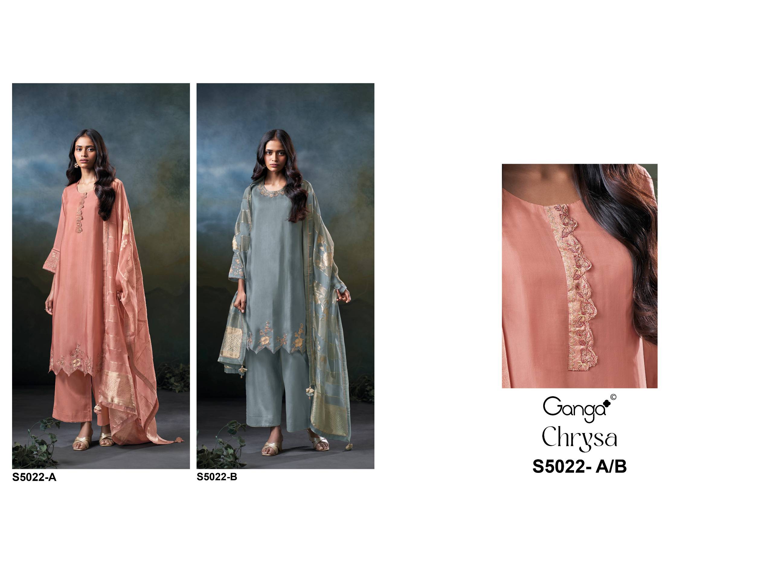 CHRYSA 5022 Series By GANGAFASHION Stylish Beautiful Colourful Silk Dresses At Wholesale Price